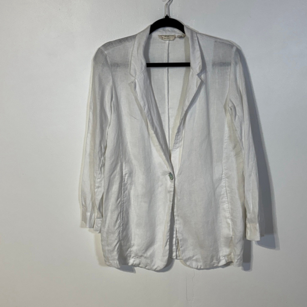 Christian Siriano Linen Blazer Women’s Size Medium White Button Front Pockets